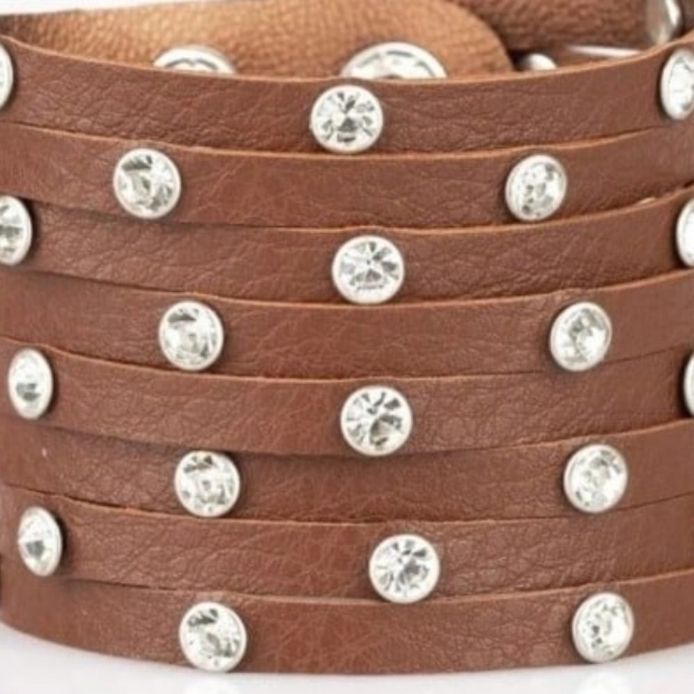 Sass Squad Urban Paparazzi Brown Leather Bracelet with Silver Accents - Picture 3 of 4